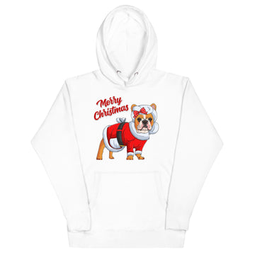 "Merry Christmas" Mrs. Claus Frenchie Unisex Hoodie | Red & White Colored