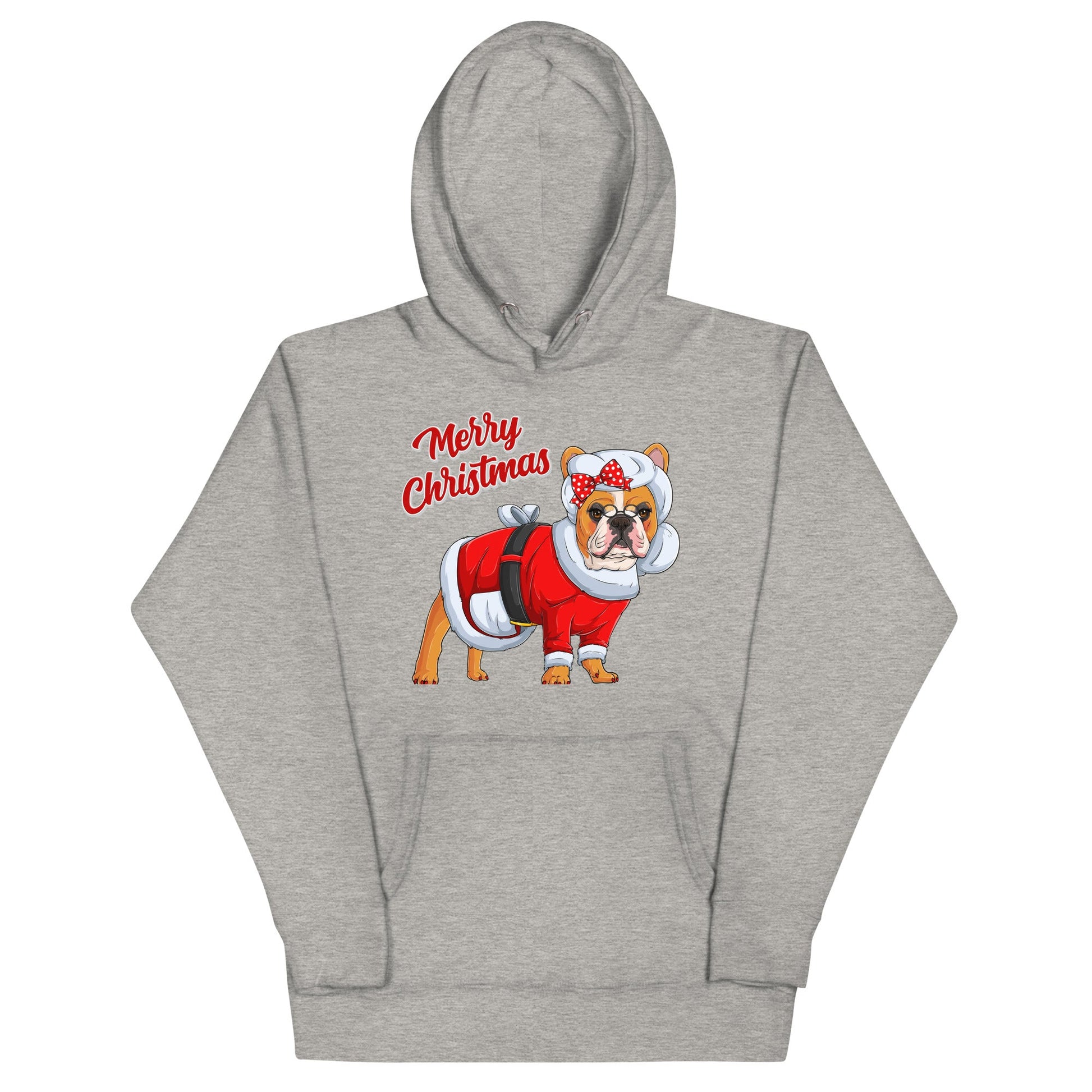 "Merry Christmas" Mrs. Claus Frenchie Unisex Hoodie | Red & White Colored