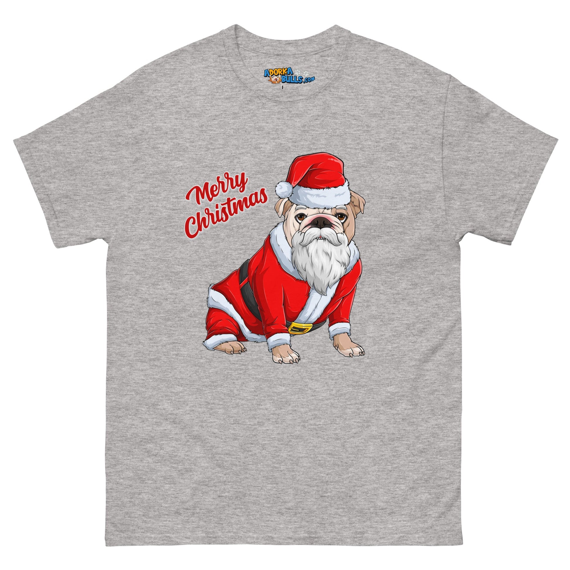 "Merry Christmas" Santa Bulldog Men's Classic Tee | Fawn & White Colored