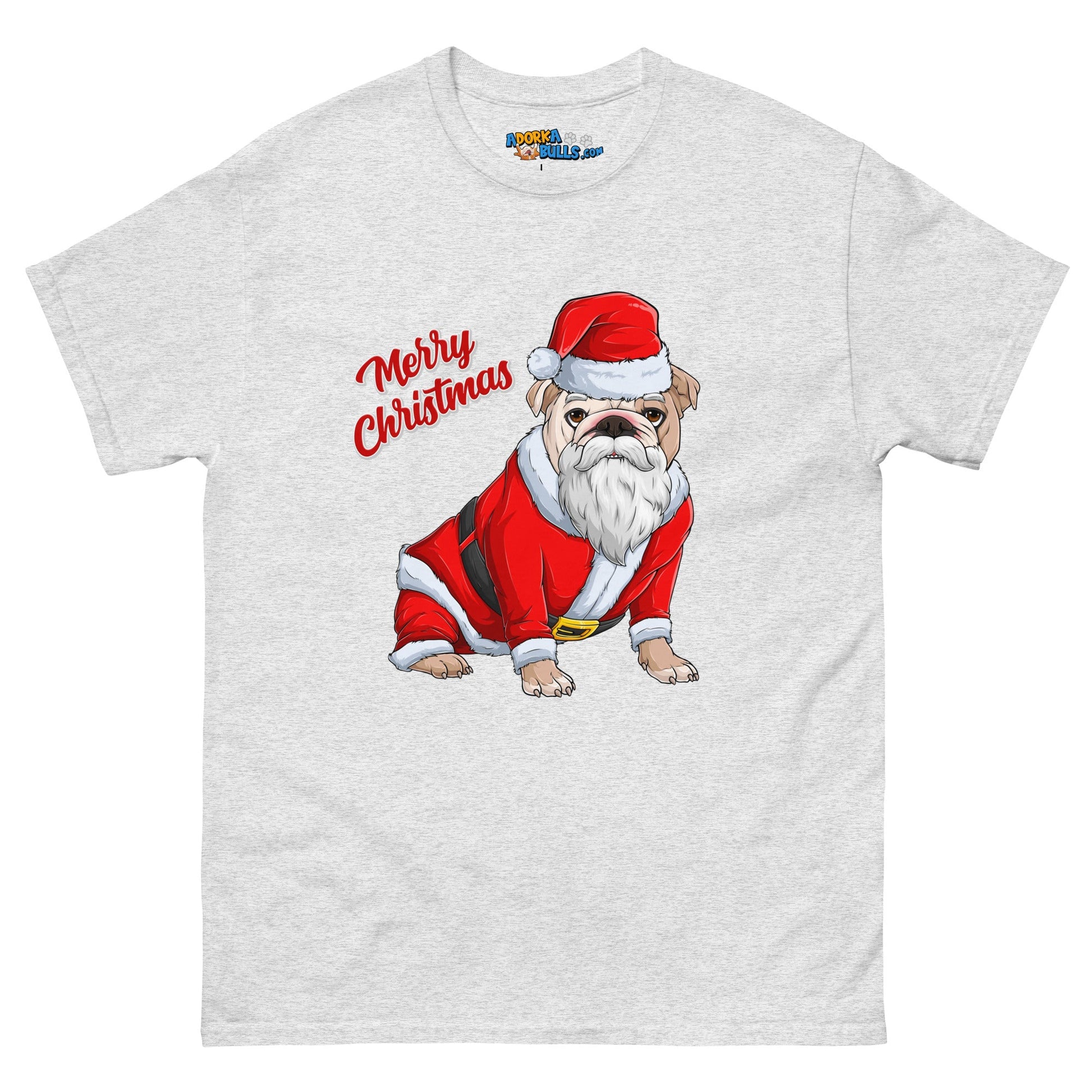 "Merry Christmas" Santa Bulldog Men's Classic Tee | Fawn & White Colored