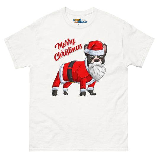 "Merry Christmas" Santa Frenchie Men's Classic Tee | B&W Colored