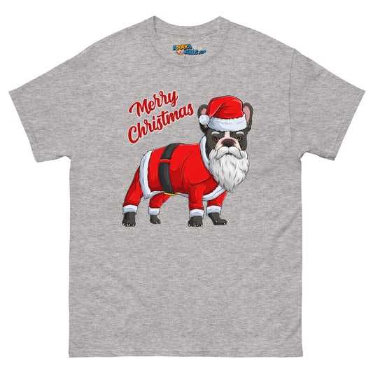 "Merry Christmas" Santa Frenchie Men's Classic Tee | B&W Colored