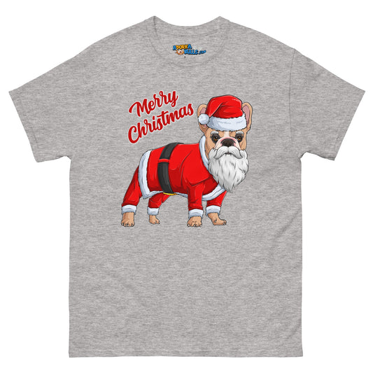 "Merry Christmas" Santa Frenchie Men's Classic Tee | Fawn & White Colored