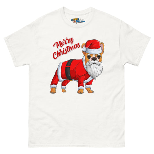 "Merry Christmas" Santa Frenchie Men's Classic Tee | Red & White Colored