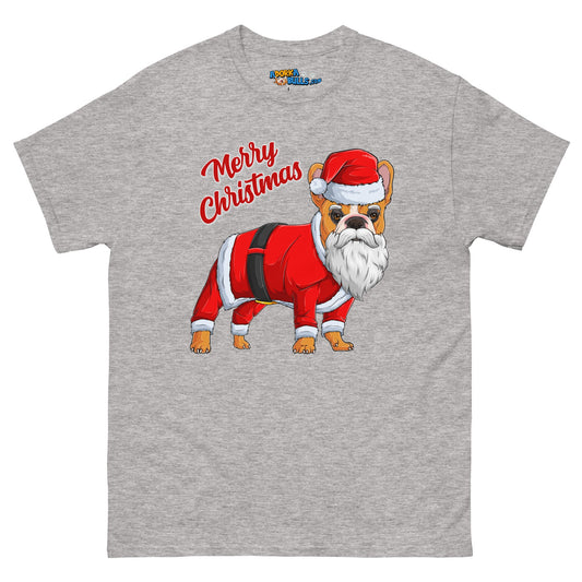 "Merry Christmas" Santa Frenchie Men's Classic Tee | Red & White Colored