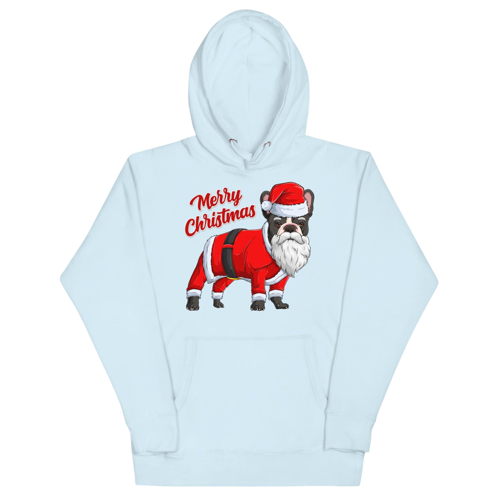 "Merry Christmas" Santa Frenchie Unisex Hoodie | B&W Colored