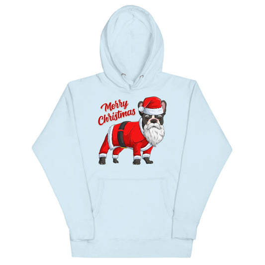 "Merry Christmas" Santa Frenchie Unisex Hoodie | B&W Colored