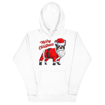 "Merry Christmas" Santa Frenchie Unisex Hoodie | B&W Colored