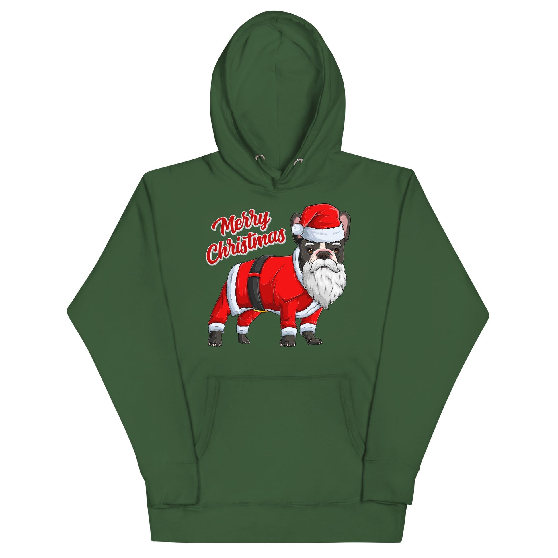 "Merry Christmas" Santa Frenchie Unisex Hoodie | B&W Colored