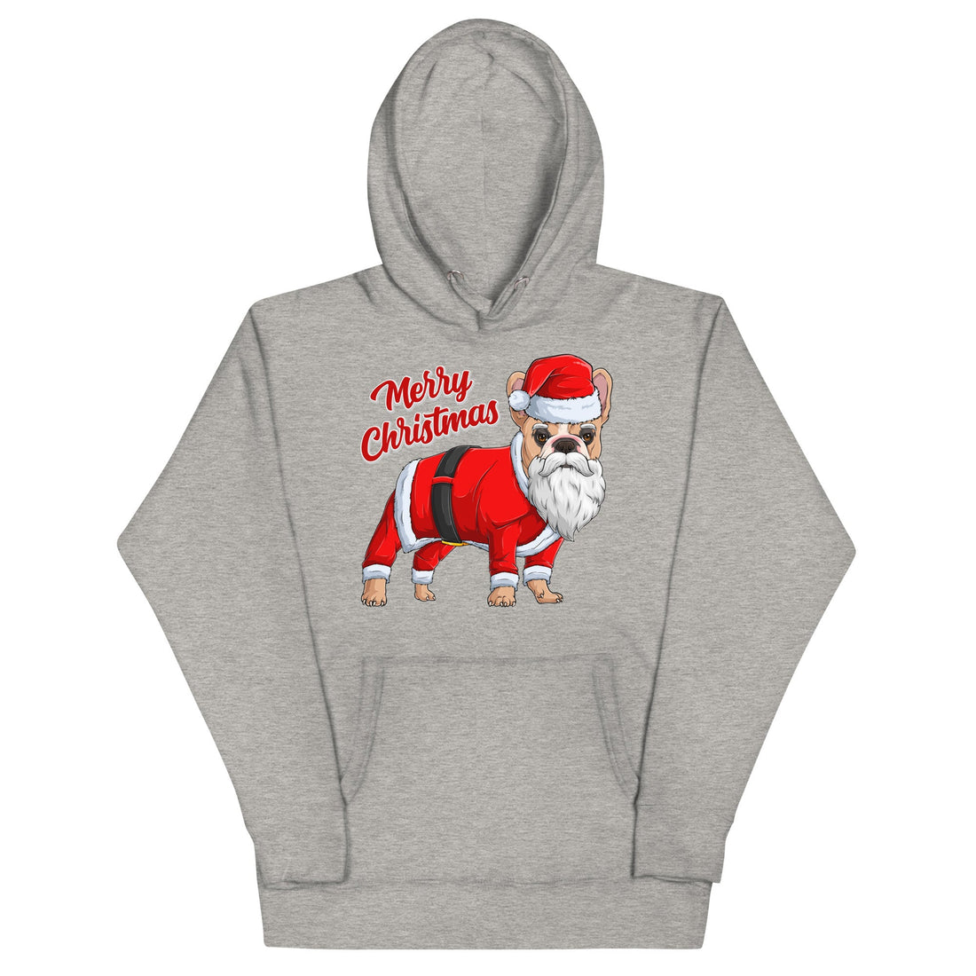 "Merry Christmas" Santa Frenchie Unisex Hoodie | Fawn &amp; White Colored