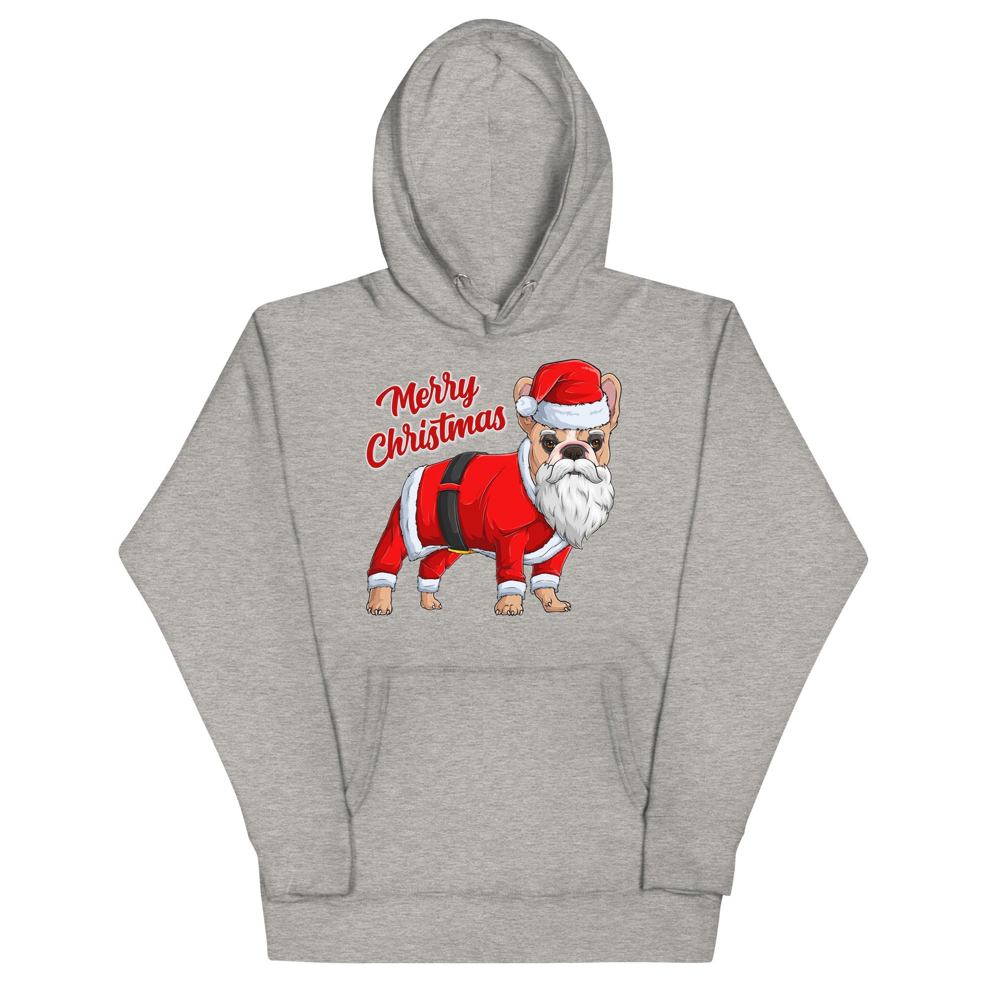 "Merry Christmas" Santa Frenchie Unisex Hoodie | Fawn & White Colored