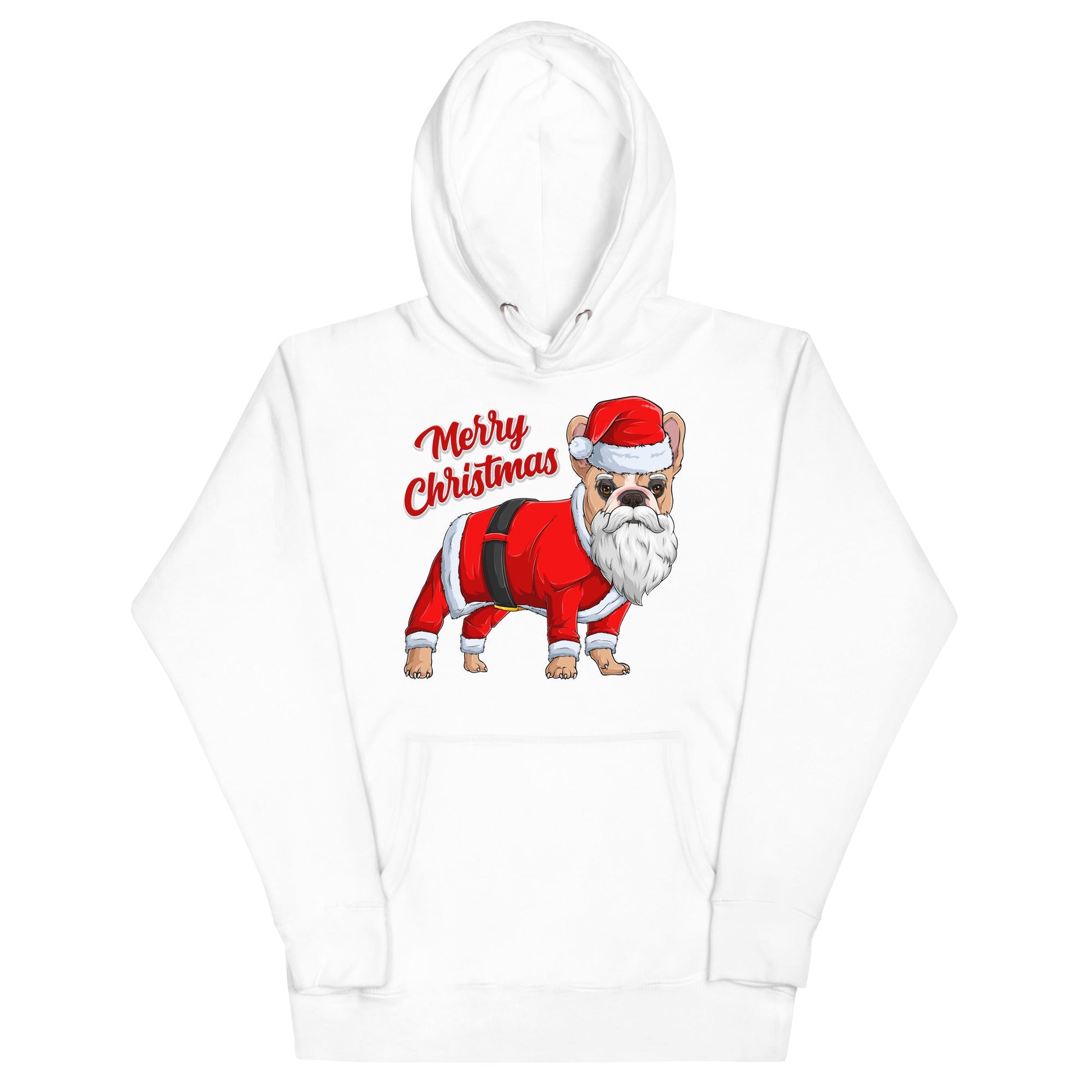 "Merry Christmas" Santa Frenchie Unisex Hoodie | Fawn & White Colored