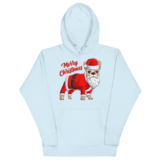 "Merry Christmas" Santa Frenchie Unisex Hoodie | Fawn & White Colored