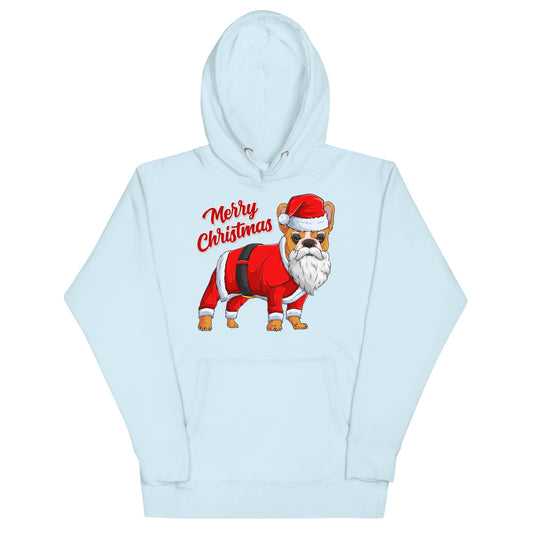 "Merry Christmas" Santa Frenchie Unisex Hoodie | Red & White Colored