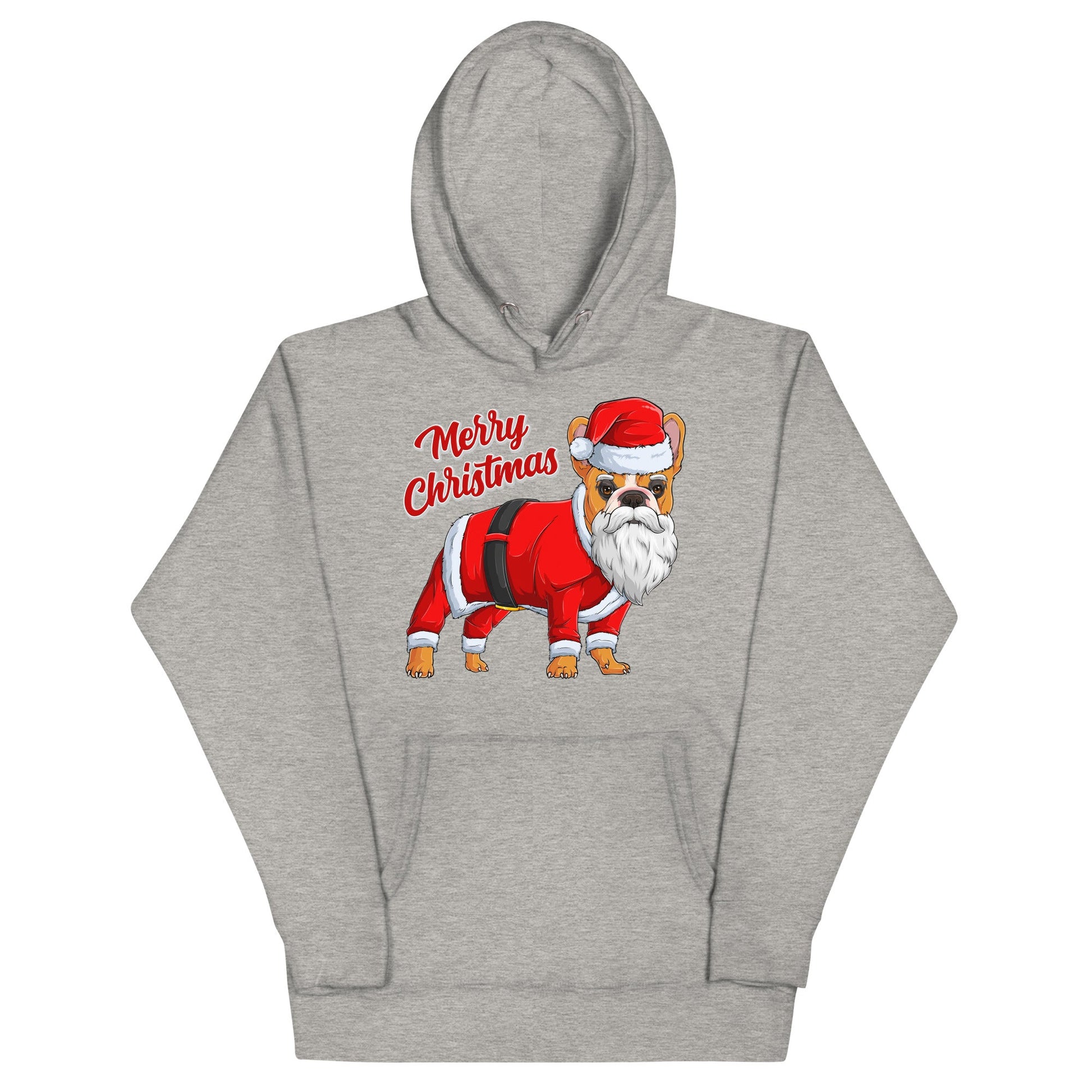 "Merry Christmas" Santa Frenchie Unisex Hoodie | Red & White Colored