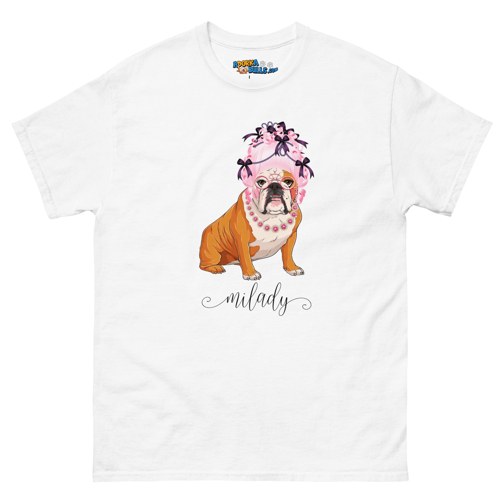 &quot;Milady&quot; English Bulldog with Pink Hair Men&