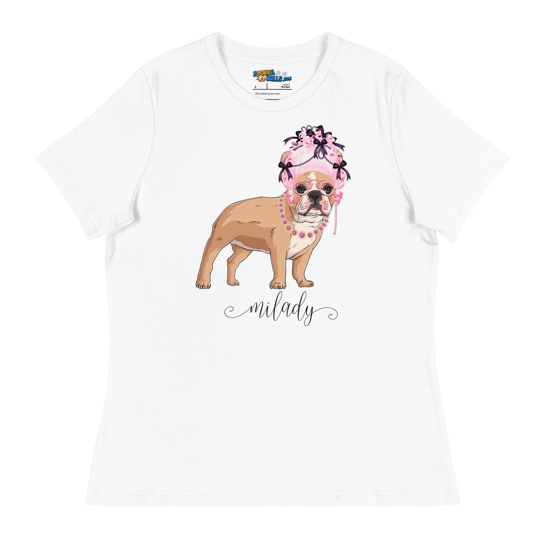 &quot;Milady&quot; French Bulldog with Pink Hair Women&