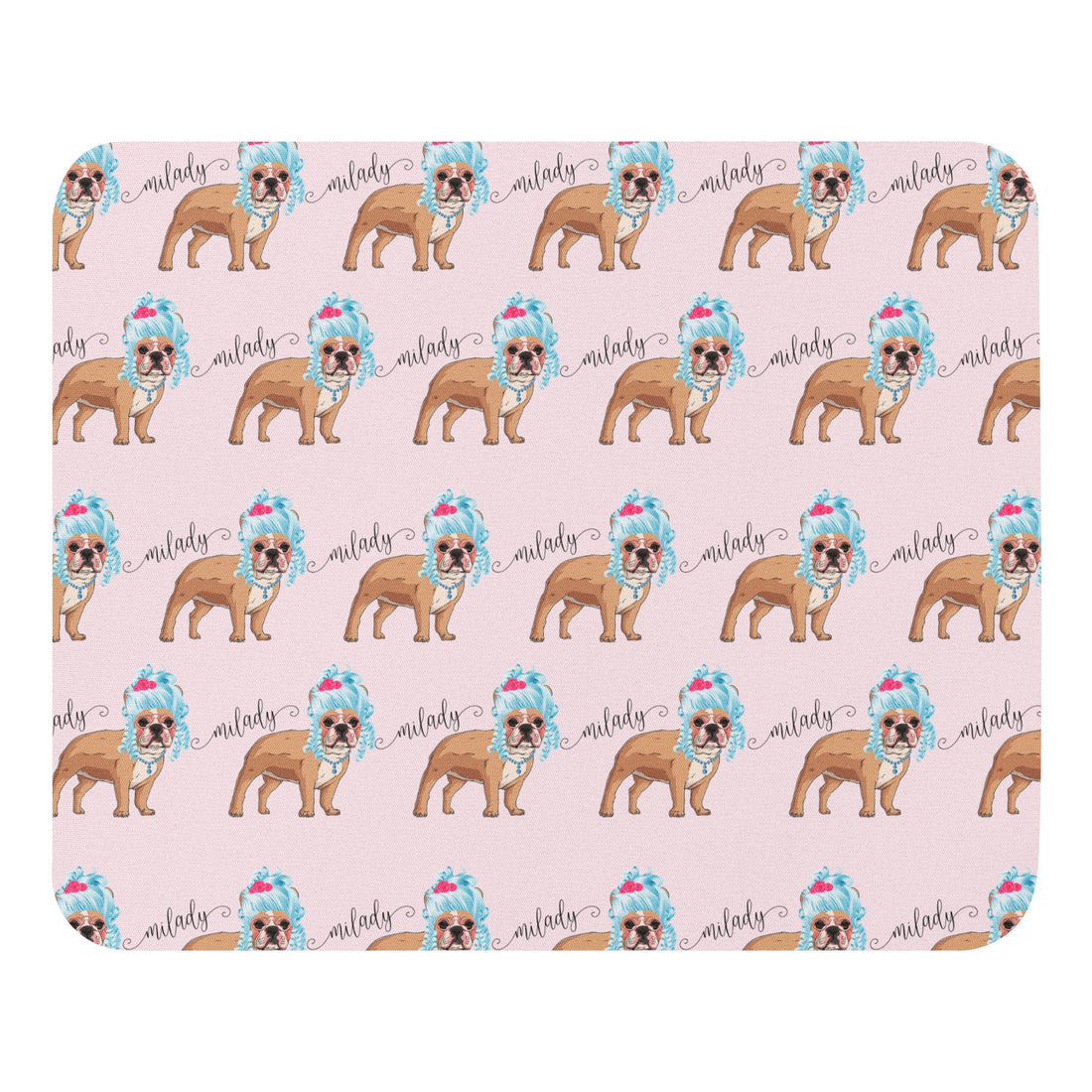 "Milady" Mouse Pad | Fawn & White Colored French Bulldog with Blue Hair