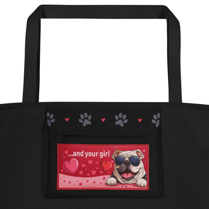 "Mr. Steal Your Heart" Bulldog Large Tote Bag with Inside Pocket