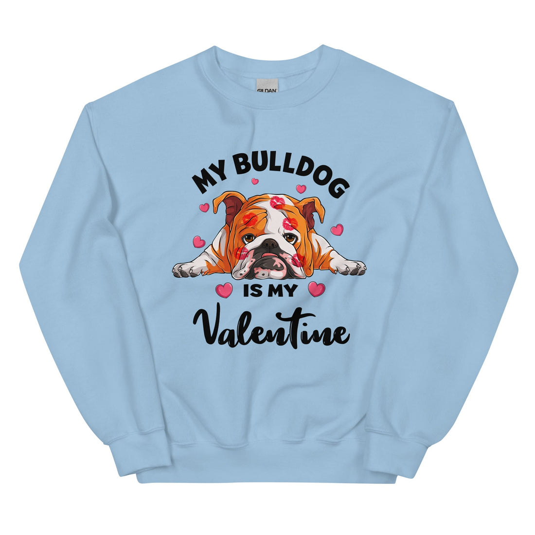 "My Bulldog Is My Valentine" Sweatshirt | Red &amp; White Colored