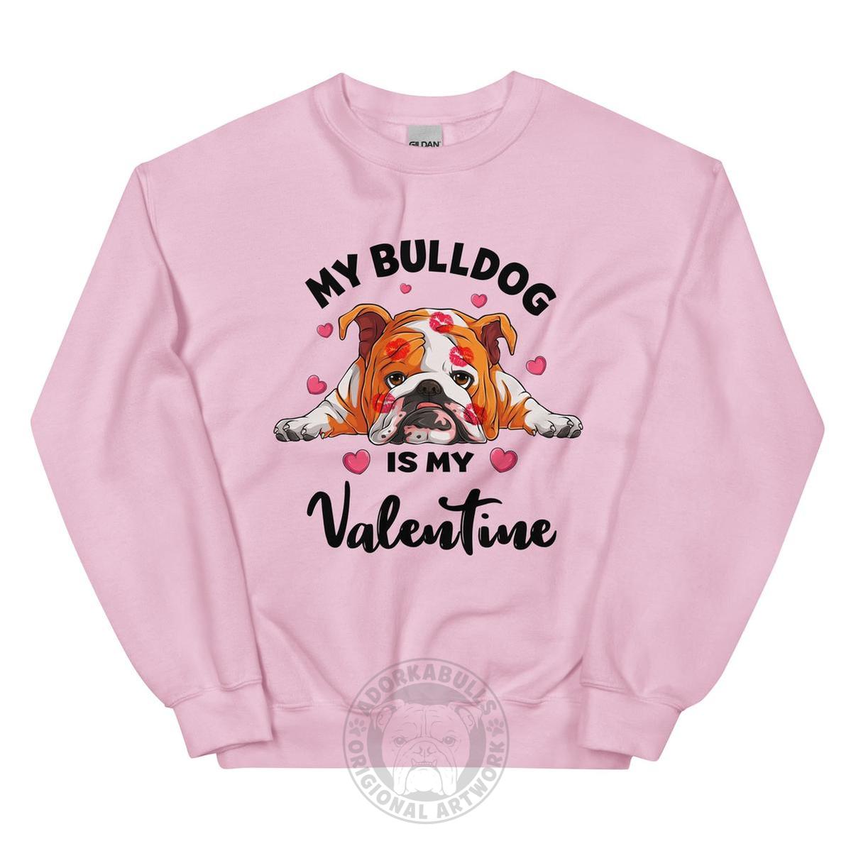 "My Bulldog Is My Valentine" Sweatshirt | Red &amp; White Colored