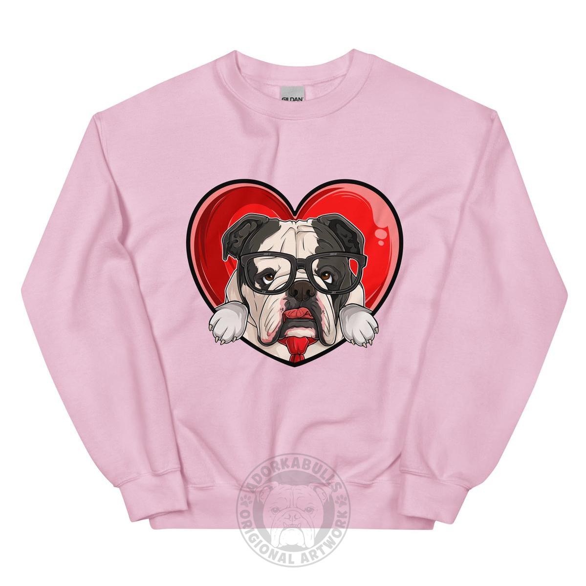 Nerdy &amp; Adorkabull – Bulldog Love Sweatshirt | B&amp;W Colored