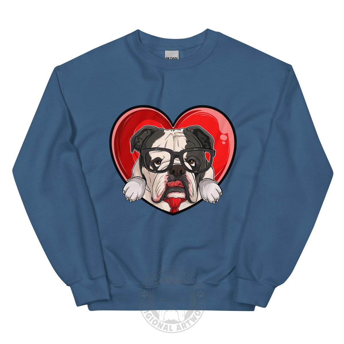 Nerdy &amp; Adorkabull – Bulldog Love Sweatshirt | B&amp;W Colored