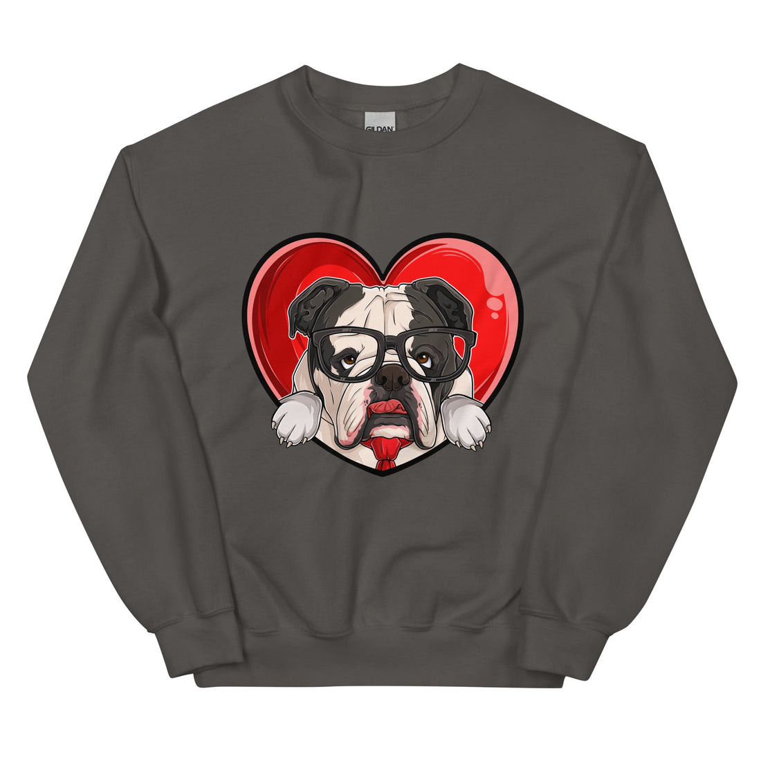 Nerdy &amp; Adorkabull – Bulldog Love Sweatshirt | B&amp;W Colored