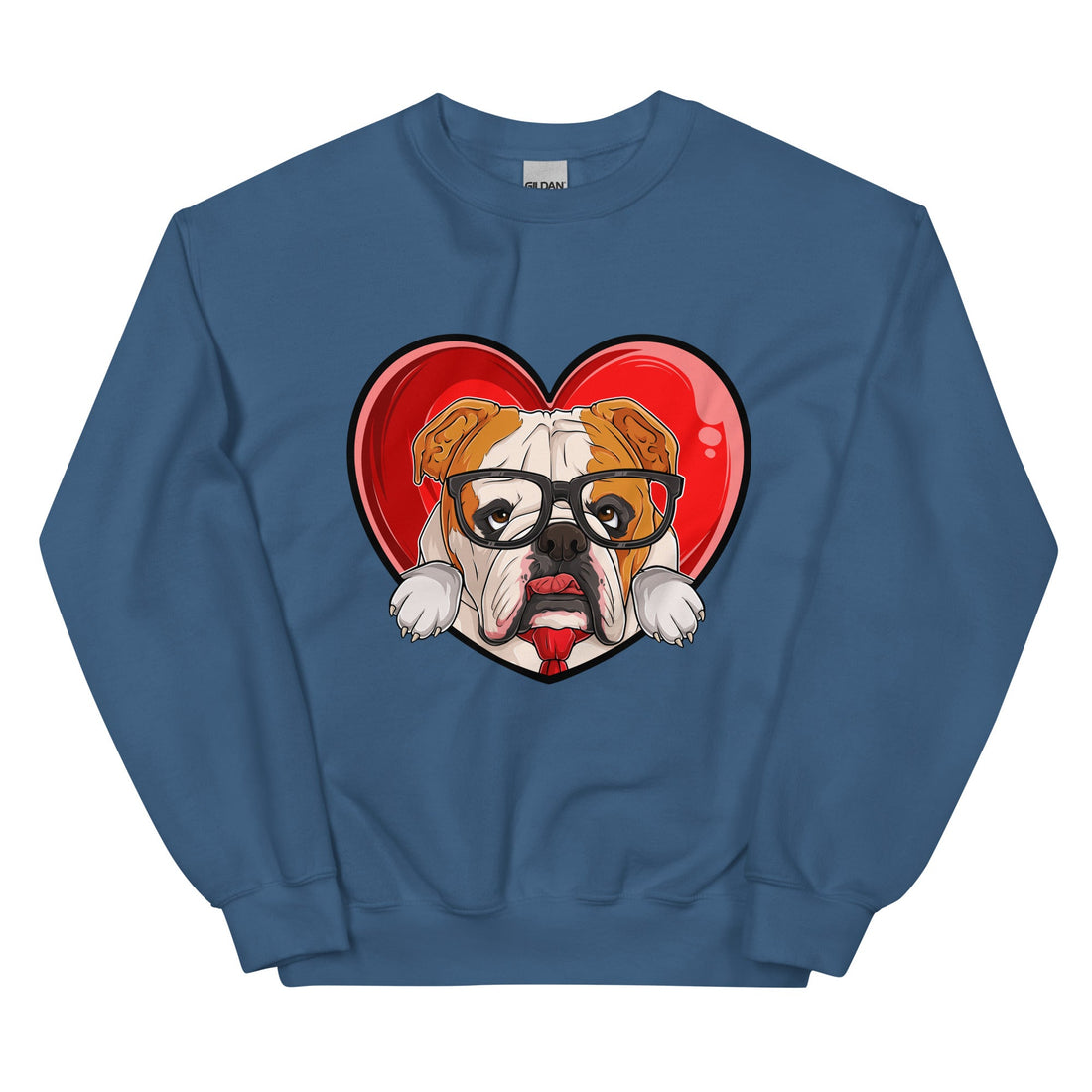 Nerdy &amp; Adorkabull – Bulldog Love Sweatshirt | Red &amp; White Colored