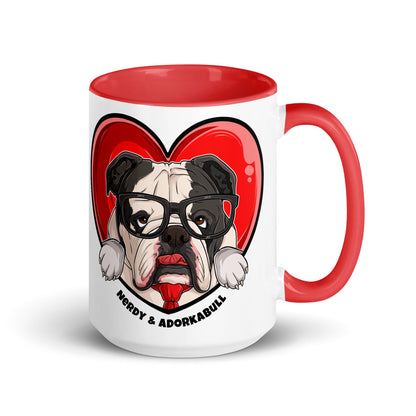 Nerdy &amp; Adorkabull – Bulldog Mug (15oz) | B&amp;W Colored
