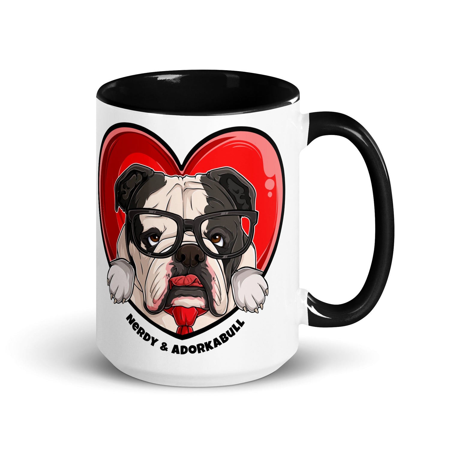 Nerdy &amp; Adorkabull – Bulldog Mug (15oz) | B&amp;W Colored