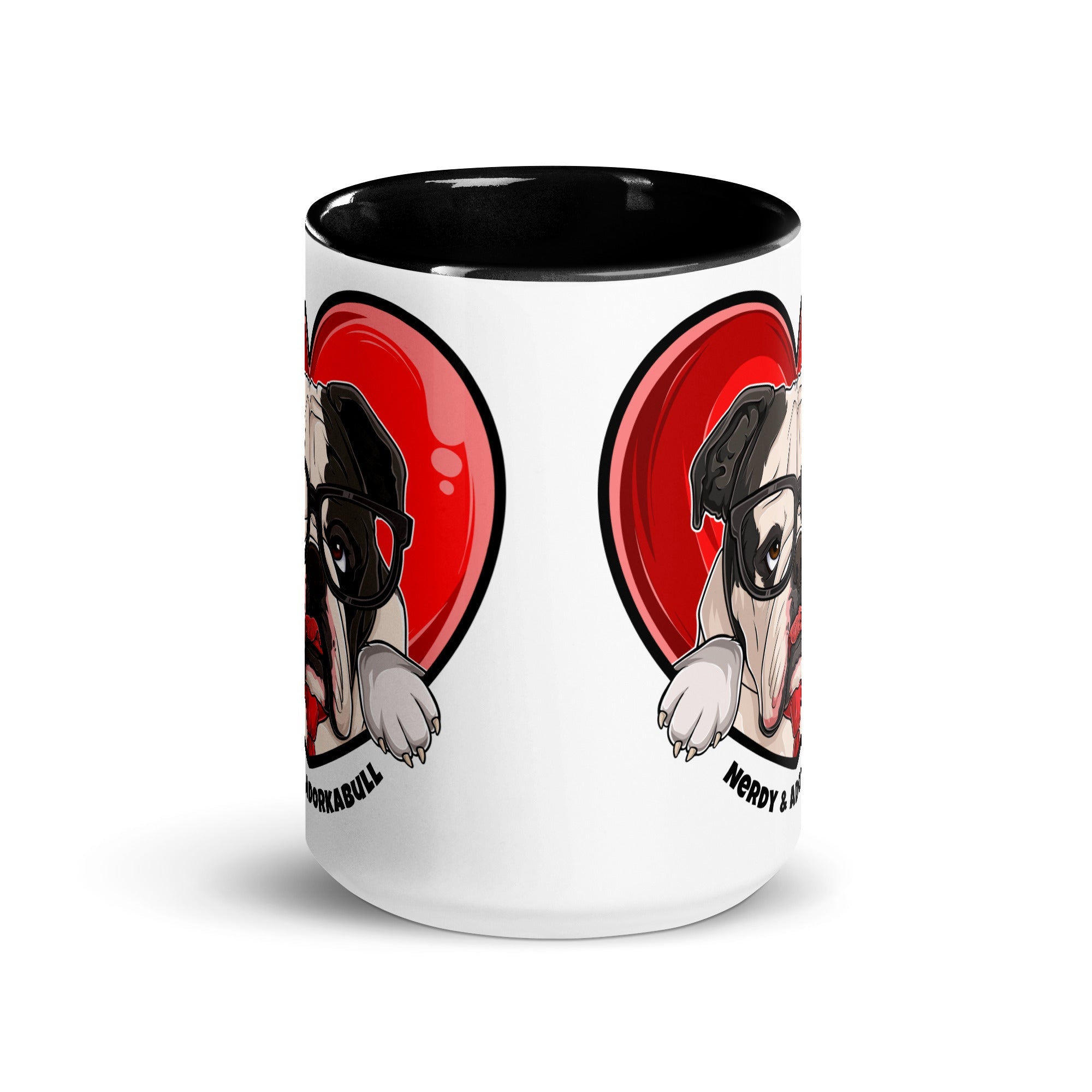 Nerdy &amp; Adorkabull – Bulldog Mug (15oz) | B&amp;W Colored