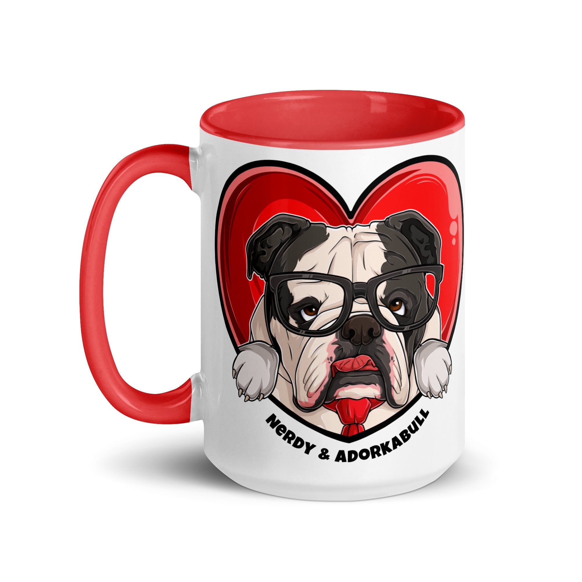 Nerdy &amp; Adorkabull – Bulldog Mug (15oz) | B&amp;W Colored