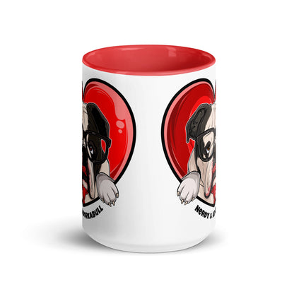 Nerdy &amp; Adorkabull – Bulldog Mug (15oz) | B&amp;W Colored