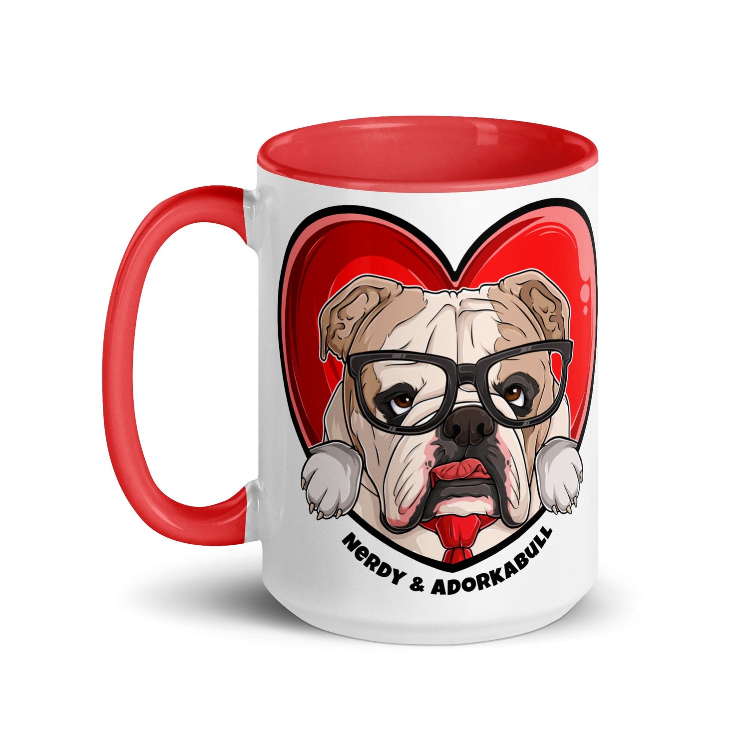 Nerdy &amp; Adorkabull – Bulldog Mug (15oz) | Fawn &amp; White Colored
