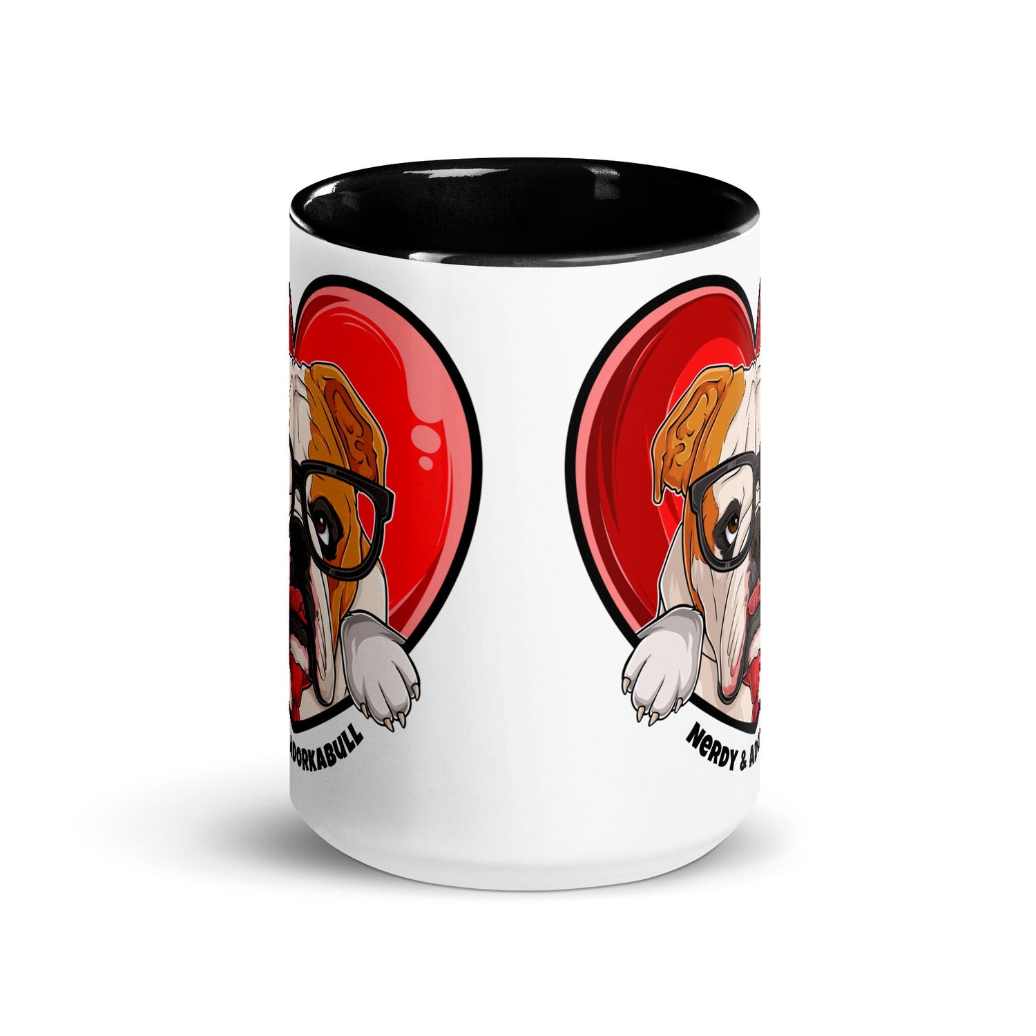 Nerdy &amp; Adorkabull – Bulldog Mug (15oz) | Red &amp; White Colored