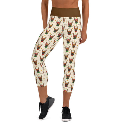 &quot;Oh Deer&quot; Frenchie Reindeer Capri Leggings | Red &amp; White Colored