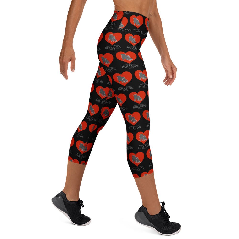 Pacific Northwest Bulldog Rescue Hearts Yoga Capri Leggings