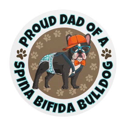 "Proud Dad of a Spina Bifida Bulldog" Male Frenchie Mouse Pad | Black &amp; White Colored