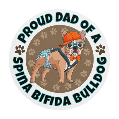 "Proud Dad of a Spina Bifida Bulldog" Male Frenchie Mouse Pad | Fawn &amp; White Colored