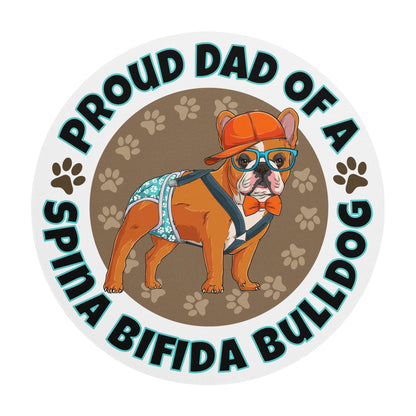 "Proud Dad of a Spina Bifida Bulldog" Male Frenchie Mouse Pad | Red &amp; White Colored