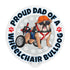 "Proud Dad of a Wheelchair Bulldog" Male Bulldog Mouse Pad | Fawn & White Colored