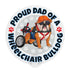 "Proud Dad of a Wheelchair Bulldog" Male Bulldog Mouse Pad | Red & White Colored