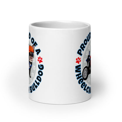 "Proud Dad of a Wheelchair Bulldog" Male Frenchie Mug (20oz) | Black &amp; White Colored