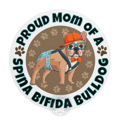 "Proud Mom of a Spina Bifida Bulldog" Male Frenchie Mouse Pad | Fawn &amp; White Colored