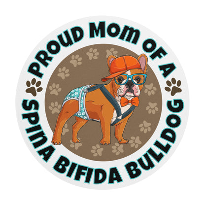 "Proud Mom of a Spina Bifida Bulldog" Male Frenchie Mouse Pad | Red &amp; White Colored