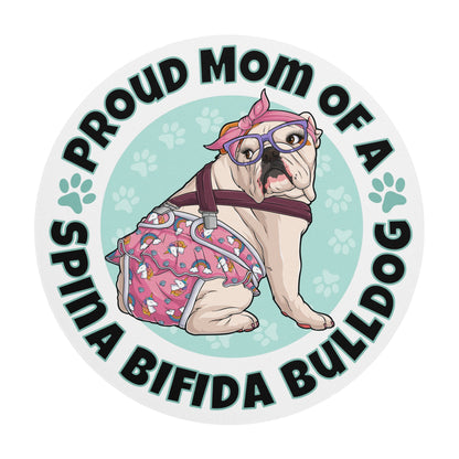 "Proud Mom of a Spina Bifida Bulldog" Mouse Pad | Red &amp; White Colored Female