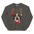Red - Nosed Bulldog Christmas Crewneck | B&W Colored