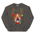 Red - Nosed Bulldog Christmas Crewneck | Red & White Colored