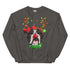 Red - Nosed Female Bulldog Christmas Crewneck | B&W Colored